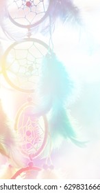 Dream catcher pastel color and bright light with blurred focus for background