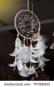 Dream Catcher Traditional  Hanging At Local Shop Thailand Market With Light Effects