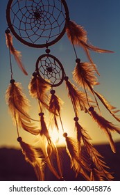 Dreamcatcher sunset , boho chic, ethnic amulet