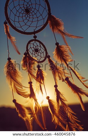 Dreamcatcher sunset , boho chic, ethnic amulet