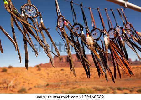 Dreamcatchers in a breeze, Monument Valley, Utah, USA. Intentional shallow depth of field.