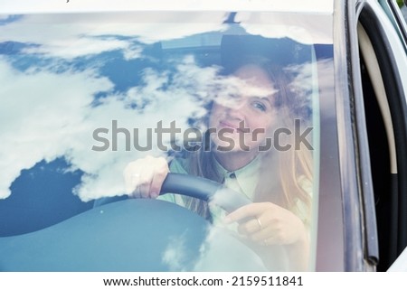 Similar – Image, Stock Photo A woman opens the yellow garbage can