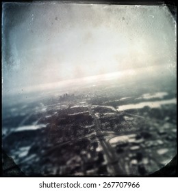 Dreamy Birds Eye Cityscape Tintype