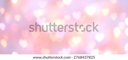 A dreamy and romantic background featuring soft pink, purple, and orange bokeh lights in the shape of hearts, creating a gentle and ethereal atmosphere.