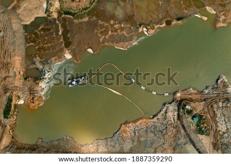 A dredger working in the quarry for sand mining