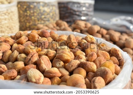 dreid apricots and dried fruits on the market.