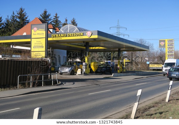 Dresden,\
Germany, 02-16-2019, a service station located at the main street B\
172, it is a so called \