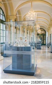 Dresden, Germany, 16 July, 2022. Big Porcelain Collection In Zwinger Museum In Dresden. Vertical.