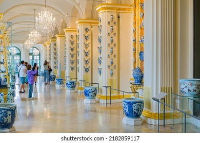 Dresden, Germany, 16 July, 2022. Big Porcelain Collection In Zwinger Museum In Dresden. Vertical.