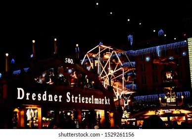DRESDEN, GERMANY - 2014: Sign for the Dresden Striezelmarkt (Striezel is a specialized, regional cake and "Markt" means market), one of Germany's oldest documented Christmas markets founded in 1434. 