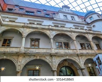 Dresden, Germany - December 31, 2017: The fragment of famous Zwinger palace, Dresden, Saxony Germany Europe on December 31, 2017