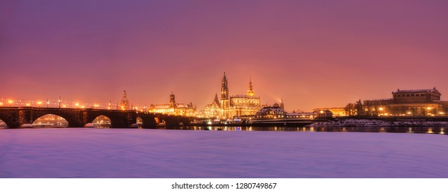 Dresden At Night In Winter