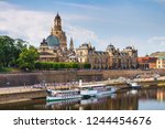 Dresden panorama with Bruhl Terrace (so called Balcony of Europe), the Church of Our Lady and the Elbe, Dresden, Saxony, Germany