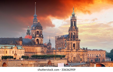 Dresden Panorama At Sunset, Germany