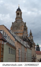 Dresden, Saxon, Germany, July 10, 2022 Historic Old Church Of Our Lady In The City Center