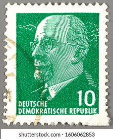 Dresden, Saxony, Germany -  01.04.2020: A Stamp Printed In GDR (East Germany) Shows First Secretary Of The Socialist Unity Party Of Germany