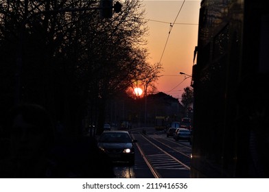 Dresden Sunset In The Traffic