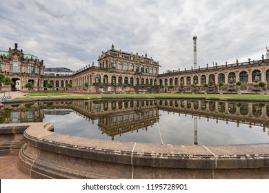 Dresden - View To China Pavilion At Zwinger Palace, Reflected In The Fountain Pool, Saxony, Germany, Dresden, 01.10.2018