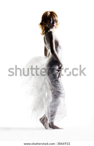 Dress Made Out Cling Wrap Cellophane Stock Photo Edit Now 3866932