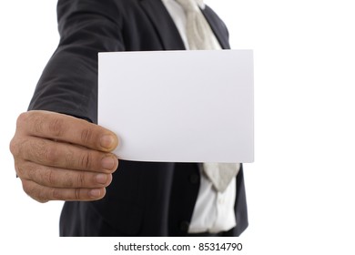 Dressed By A Man Picking Up A White Card