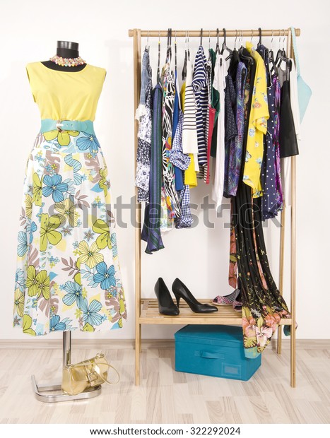 Dressing Closet Colorful Clothes Arranged On Stock Photo Edit Now