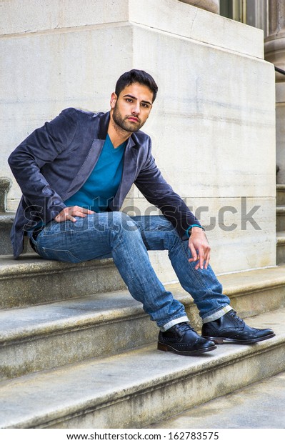 Dressing Dark Purple Woolen Blazer Blue Stockfoto Jetzt