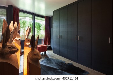 Dressing Room Of A Luxury House, Black Furniture