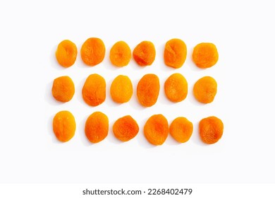 Dried apricots on white background.