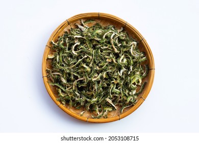 Dried Bitter Gourd On White Background.