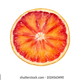 Dried Blood Red Orange Slice Isolated On White Background