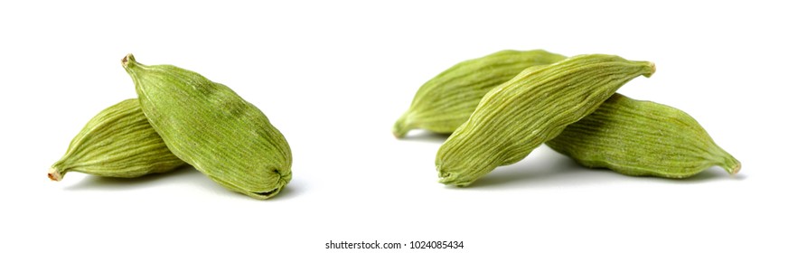 Dried Cardamom Seeds Isolated On White