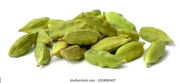 Dried Cardamom Seeds Isolated On White