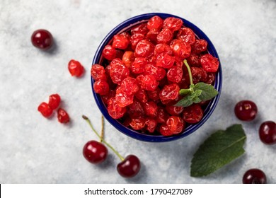 Dried Cherries  On A White Background