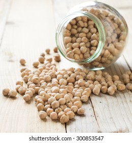 Dried Chickpeas On Wooden Background