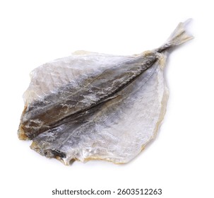 Dried cod fish fillet isolated on white