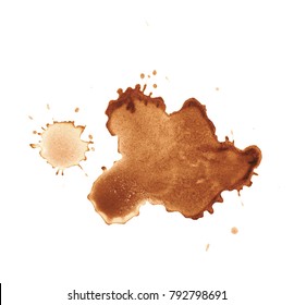 Dried coffee stain isolated over the white surface