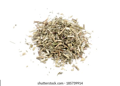 Dried Common Yarrow On White Background