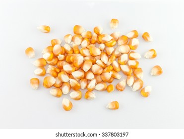 Dried Corn Kernels Isolated On White Background