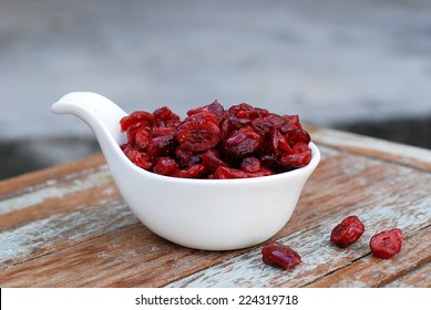 Dried Cranberries In A Bowl. 