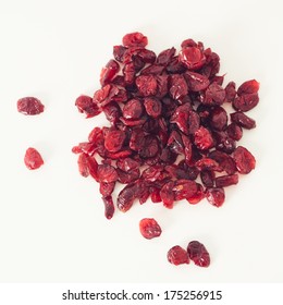 Dried Cranberries Isolated On White.