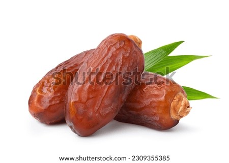 Dried dates fruits isolated on white background. Clipping path.