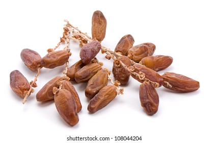 Dried Dates Over White Background