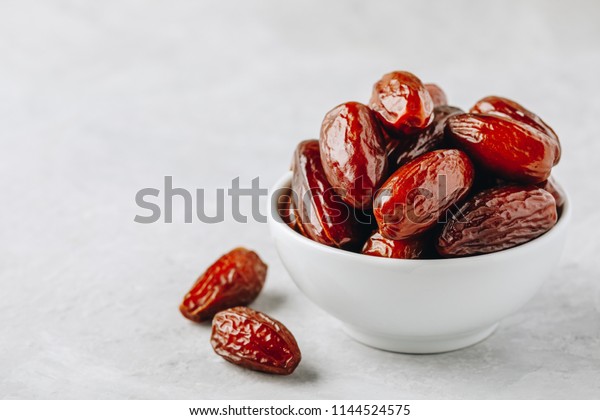 Dried Dates White Bowl On Grey Stock Photo 1144524575 | Shutterstock