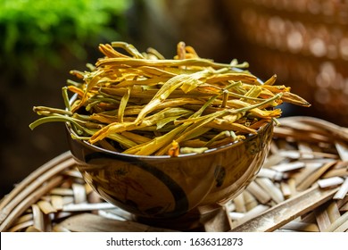 Dried Day Lily In A Bowl.