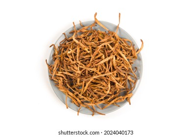 Dried Day Lily Isolated On White Background