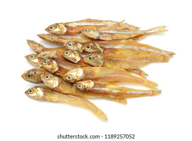 Dried Engraulidae Fish Isolated On White Background