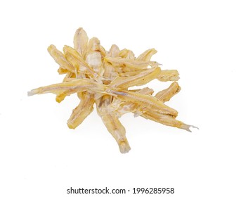 Dried Engraulidae Fish Isolated On White Background