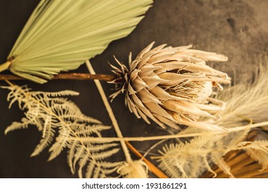 Dried Floral Arrangement With Thistle And Fern