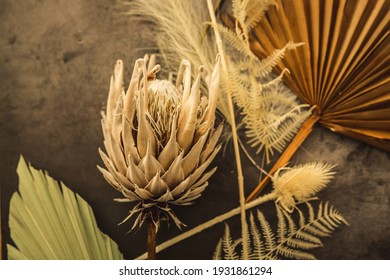 Dried Floral Arrangement With Thistle And Fern