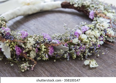 Dried Flower Headband On Wood